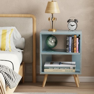 Modern bedside table for small spaces with open shelf design