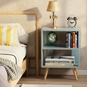 Small bedside table used as sofa side table in modern room