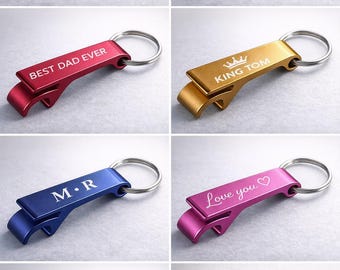Personalized Aluminum Bottle Opener Keychain | Engraved Wedding Favor