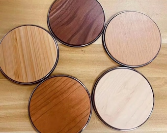 Personalised Wooden Wireless Charger | 15W Fast Charging Pad | Custom Engraved Logo or Name | Bamboo, Walnut, Maple