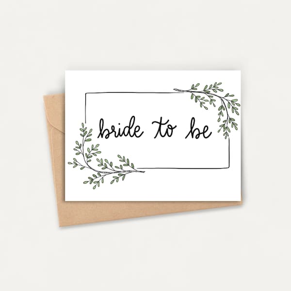 Printable Bridal Shower Card Greenery | Bachelorette Card | Printable Card Bridal Shower | Engagement Card | Greenery Botanical Leaf Card