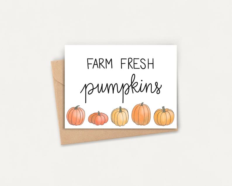 Printable Pumpkin Fall Blank Card Printable Note Card Farm - Etsy