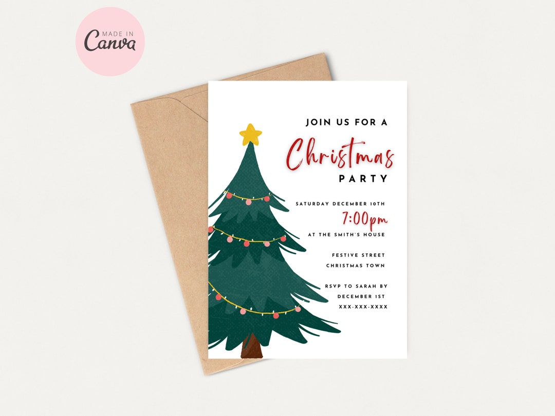 Christmas Tree Invitation Christmas Party Invite Holiday Party ...