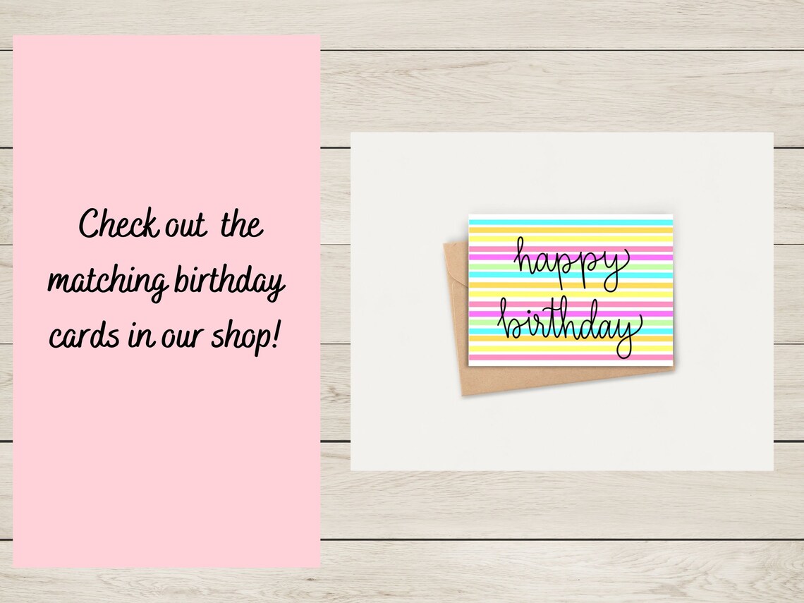 Printable Happy Birthday Card Stripes Printable Birthday - Etsy