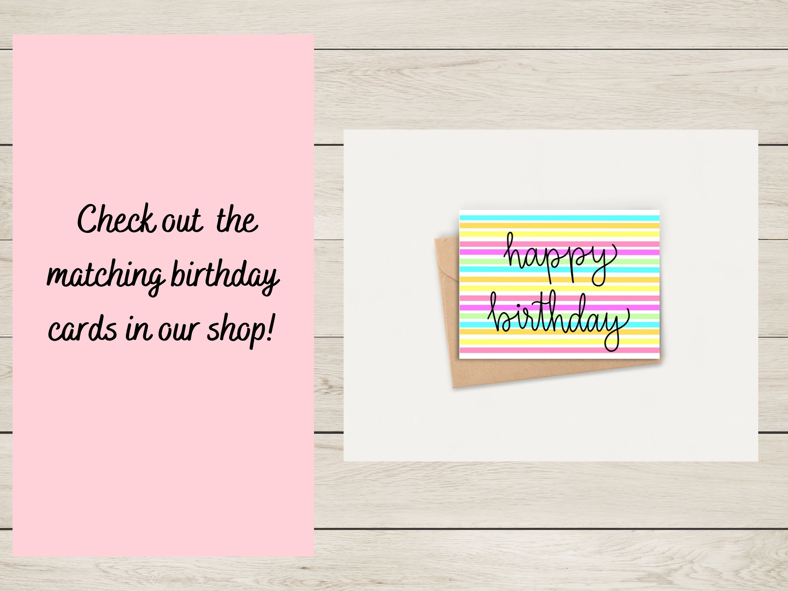 Printable Happy Birthday Card Stripes Printable Birthday - Etsy