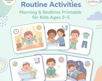 Bedtime Routine, Morning & Daily Routine Printable Activities for Kids Ages 2–5