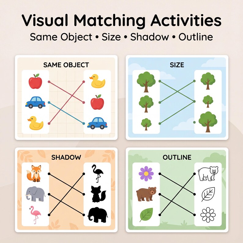 Visual Matching Activities for Kids | Printable Worksheets - Etsy