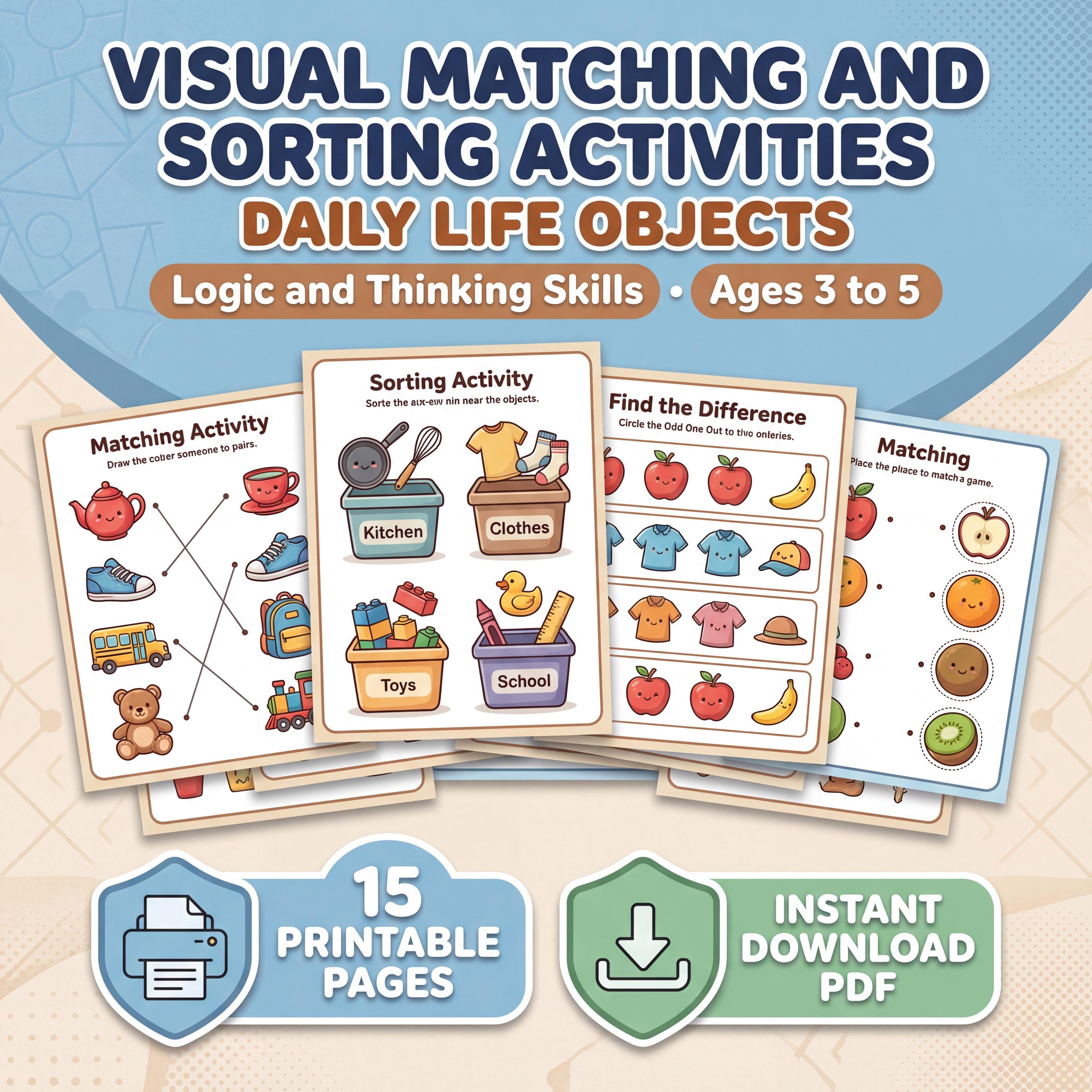 Matching Visual Process Visual Matching Activities for Kids | Printable Worksheets - Etsy