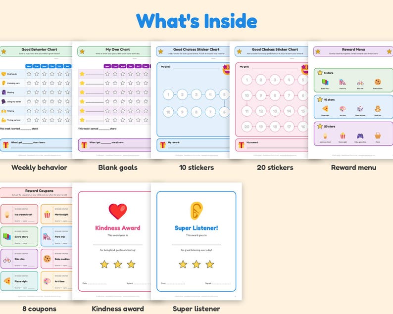 Behavior Chart for Kids Printable, Toddler Good Behavior Chart ...