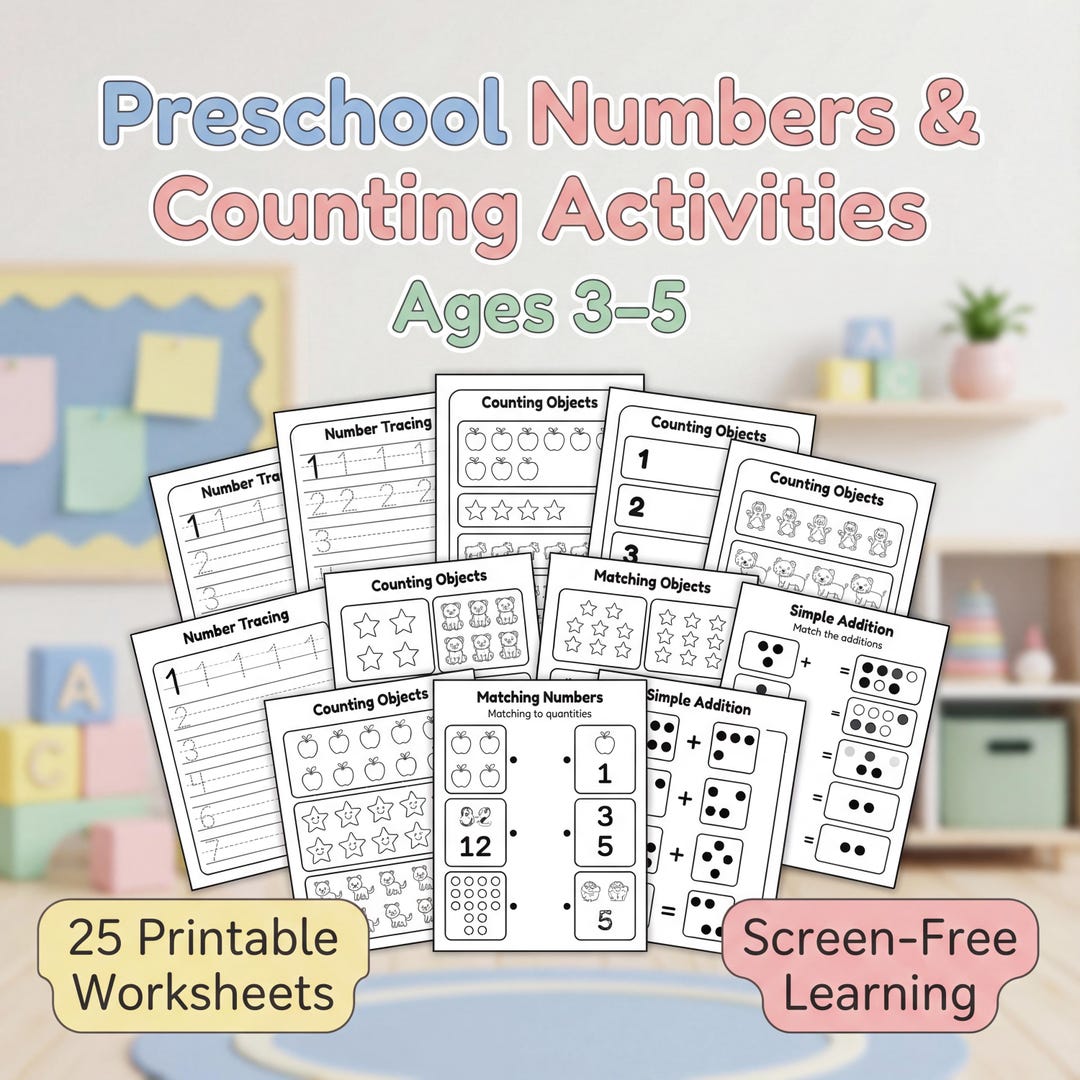Preschool Numbers and Counting Math Worksheets for Classroom Use - Etsy