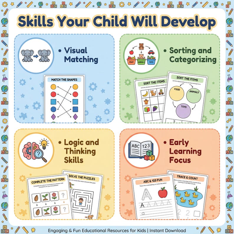 Visual Matching Activities for Kids | Printable Worksheets - Etsy