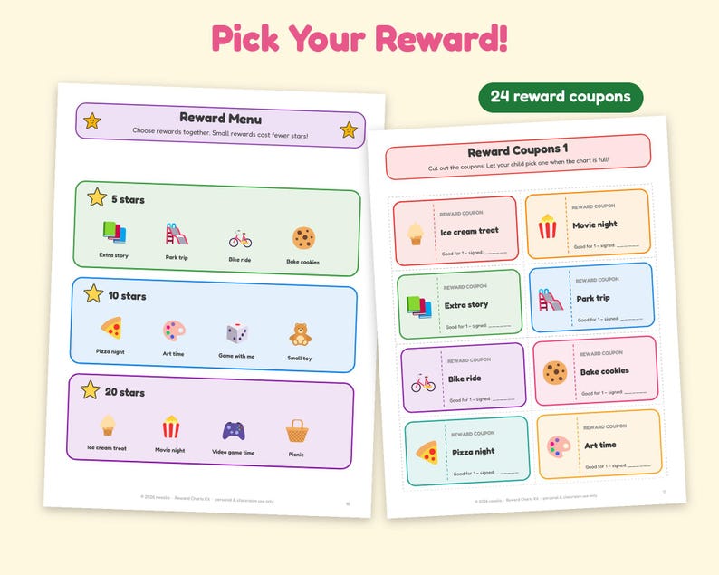 Print Incentive Chart Reward Chart for Kids Printable, Sticker Chart Bundle, Chore Chart ...