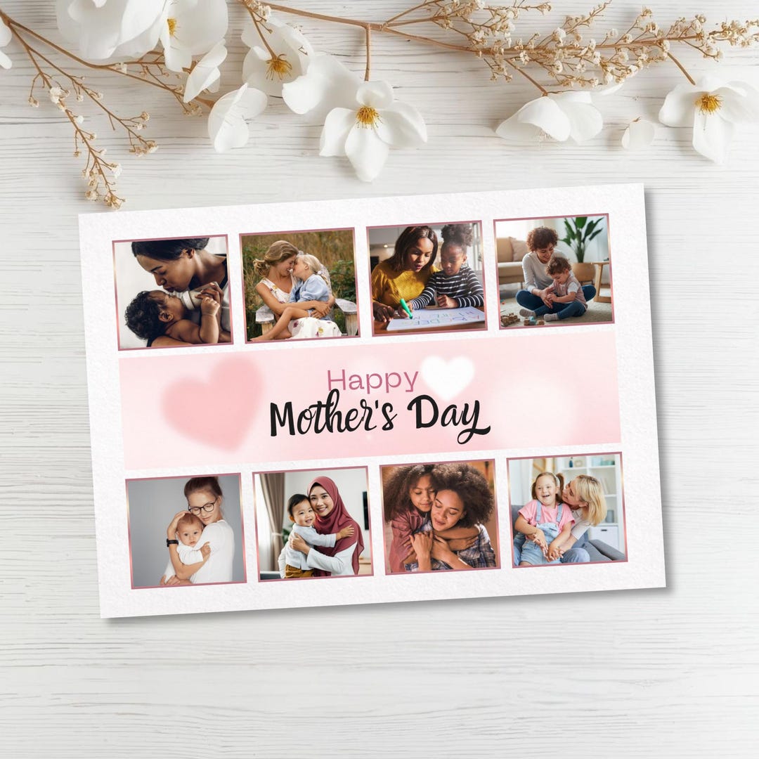 Editable Mother’s Day Photo Collage Canva Template, 8 Photo Mom Mum ...