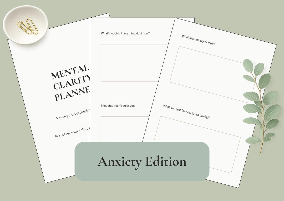 Anxiety Planner Printable | Mental Clarity Journal PDF | Overthinking ...