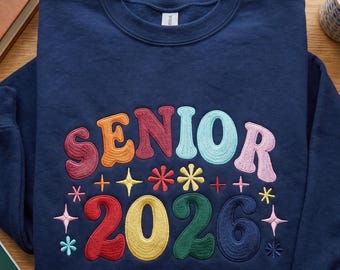 Broderad tröja för avgångselever 2026, examenspresent, söt broderad tröja för avgångselever, gymnasie- och universitetsoutfit för avgångselever