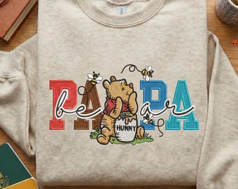 Broderad Pappabjörnströja, Gåva till pappa från barn, Söt björntröja, Fars dag-present, Mysig pappaoutfit