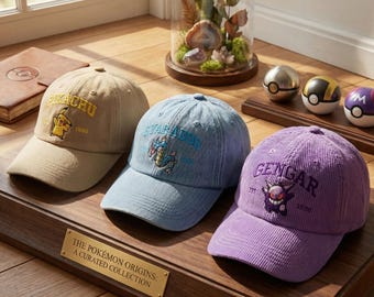 Broderad vintage pappahatt, söt tecknad monsterkeps, animeinspirerad broderi, anpassad namnhatt, estetisk streetwear-present