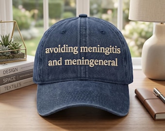 Att undvika hjärnhinneinflammation och hjärnhinneinflammation hatt, rolig sarkastisk citat pappakeps, tvättad vintage basebollkeps, relaterbar humorgåva, unisexkeps