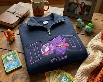 Dad Ghost Type Shirt Anime gesticktes Quater zip Sweatshirt Hoodie Geschenke für Fans