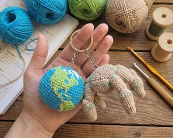 Crochet Rocky and Earth Hacky-Sack Keychain - Project Hail Mary