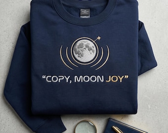 Broderad kopia av månglädjecitat, månskjorta, minimalistisk rymddesign, present till kvinnor, trendinspirerad natthimmelmodeuttalande