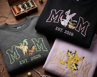 Personlig broderad tröja med mammamotiv, personlig tecknad figur, söt mammapresent, morsdagspresent, födelsedagspresent till henne