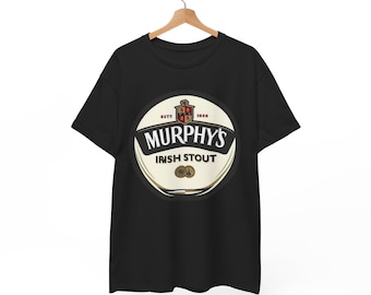 Custom Printed Murphys Irish Stout on Black Semi-Stretch 100% Cotton Crew Neck Men's T-Shirt