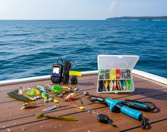 Paquete para principiantes con buscador de peces, localizador portátil, herramienta de pesca y señuelos