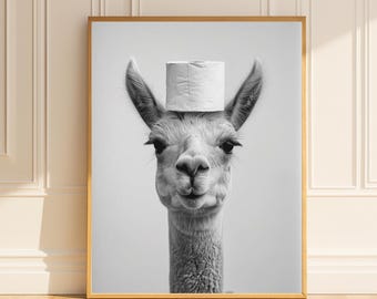 Grappige lama badkamerdoek, toiletpapierhoed, eigenzinnige humor