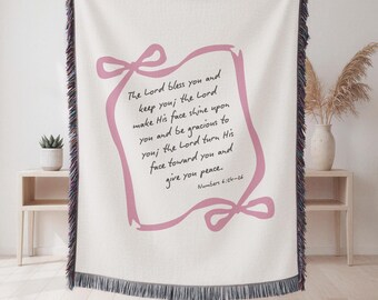 Christian Bible Verse Woven Blanket, Blessing Blanket, Scripture Gift Women, Christening throw Gift, Bible Gift Baptism, Sympathy Scripture