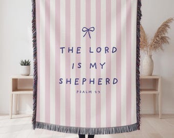 Christian Bible Verse Woven Blanket, Psalm 23 Blanket, Scripture Gift Women, Christening throw Gift, Bible Gift Baptism, Sympathy Scripture