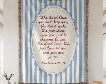Christian Bible Verse Woven Blanket, Blessing Blanket, Scripture Gift Women, Christening throw Gift, Bible Gift Baptism, Sympathy Scripture