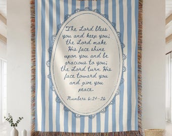 Christian Bible Verse Woven Blanket, Blessing Blanket, Scripture Gift Women, Christening throw Gift, Bible Gift Baptism, Sympathy Scripture