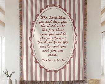 Christian Bible Verse Woven Blanket, Blessing Blanket, Scripture Gift Women, Christening throw Gift, Bible Gift Baptism, Sympathy Scripture