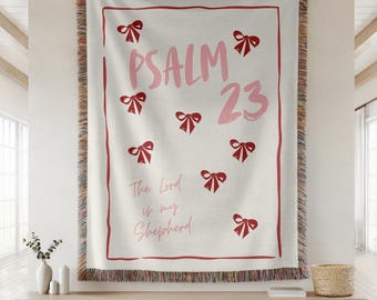 Christian Bible Verse Woven Blanket, Psalm 23 Blanket, Scripture Gift Women, Christening throw Gift, Bible Gift Baptism, Sympathy Scripture