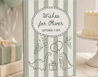 Personalized Dinosaur Birthday Guest Book, Custom Name Birthday Letters Notebook,Birthday Keepsake Journal,Letters to Baby,1st Birthday Gift