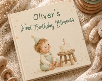 Personalized First Birthday Book, Custom Christian Baby Name Story, Baby Book with Name, 1st Birthday Keepsake Gift, Baptism Keepsake Baby