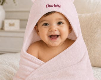 Personalized Ear Hooded Baby Towel, Embroidered Toddler Towel, Hooded Baby Towel with Name, Terry Hooded Towel, Bath Towel for children
