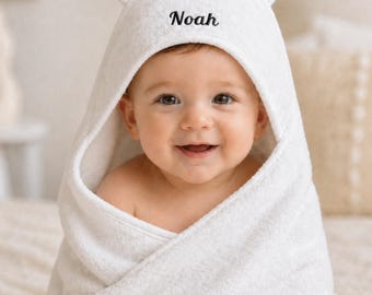 Personalized Ear Hooded Baby Towel, Embroidered Toddler Towel, Hooded Baby Towel with Name, Terry Hooded Towel, Bath Towel for children