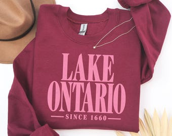 Lake Ontario Est 1660 Sweatshirt, Great Lakes Tee, Vintage Canada USA Lake Sweater, Ontario Vacation Gift, Coastal Sailing Tee