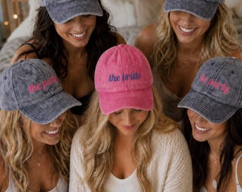 Personalized Bride Vintage Cap, Custom Embroidered Hat Cap, Custom Bachelorette Party, Hat Baseball Cap for Dad, Washed Cap for Women
