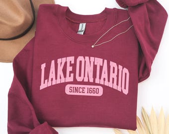 Lake Ontario Est 1660 Sweatshirt, Great Lakes Tee, Vintage Canada USA Lake Sweater, Ontario Vacation Gift, Coastal Sailing Tee