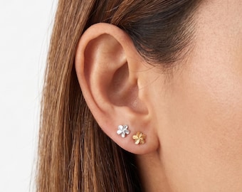 Dainty Flower Stud Earrings, Tiny Flower Earrings, Sterling Silver Earrings, Gold Stud Earrings