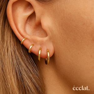 18K Gold Creolen, Edelstahl Huggie Creolen, Minimalistische Gold Creolen, Gold Filled Creolen, kleine Creolen