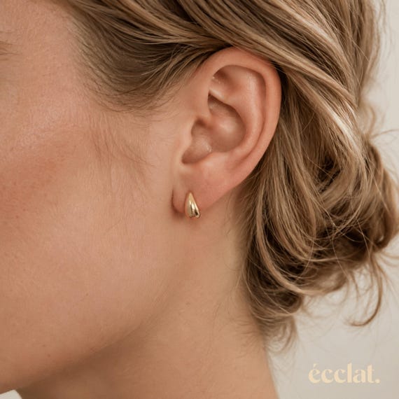 Teardrop Stud Earrings, 14k Gold Stud Earrings, Waterdrop Stud Earrings, Stainless Steel Studs, Puffy Stud Earrings