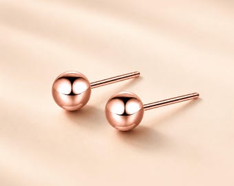 Rose Gold Ball Stud, Round Stud Earrings, Second Hole Earring