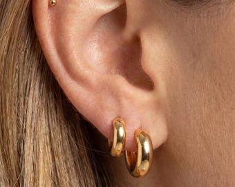 ASTM F136 Titanium Hoop Earrings, 16G Huggie Hoops, Chunky Clicker Hoop Earring