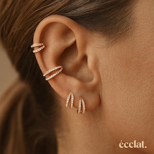 Implant Grade Titanium Earrings, Double Hinge Hoop, Rook Piercing Jewelry, Septum Jewelry