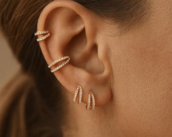 Implant Grade Titanium Earrings, Double Hinge Hoop, Rook Piercing Jewelry, Septum Jewelry