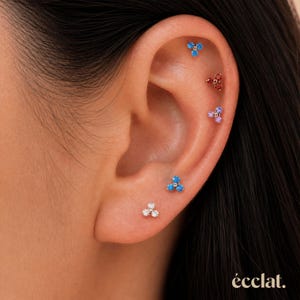 16G Titan Stud Labret, Små Trinity-stift, Örhängen med platt baksida, Industriella piercingsmycken